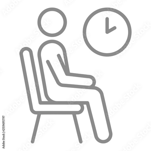 Person sitting and waiting with clock icon