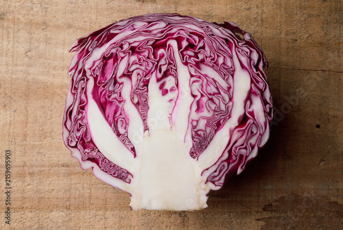 Cut away section of a small Red Cabbage