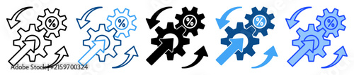 Operations management icon set multiple style