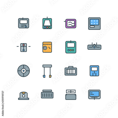 Medical Laboratory and Diagnostic Equipment, Clinical Testing, Biotechnology, Research Instruments, and Healthcare Technology Flat Vector Icon Set