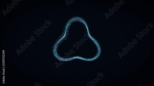 Glowing blue particle ring rotating on dark background