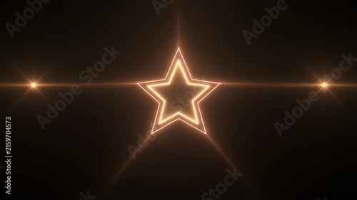 A glowing neon star shape with lens flares and a dark background.