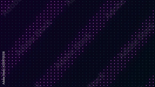 Glowing pink dots forming a modern digital matrix grid pattern on dark background
