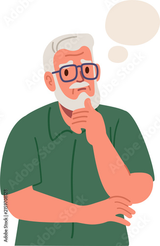 Senior elderly man has difficult of thinking. Brain cognition problem from Alzheimer's disease or dementia.