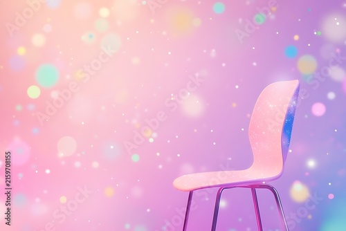 Single pink chair with colorful background