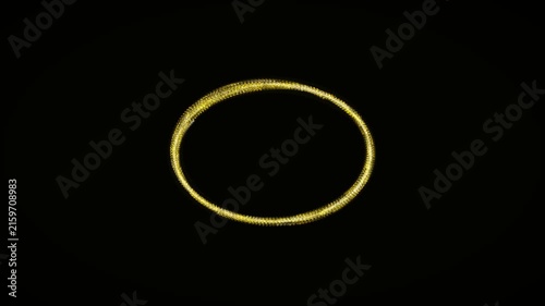 Golden Glowing Ring Rotating on Dark Background