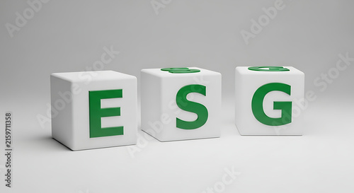 Three esg letters in modern green color