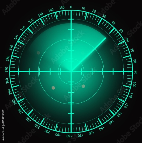 Green Radar Display with Sweeping Signal and Small Target Indicators screen technology