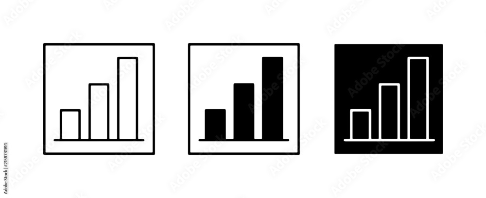 Obraz premium Bar Chart Icons: Growth, Data Analysis, and Performance Metrics in Vector Format