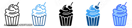 Cupcake icon set in multiple style