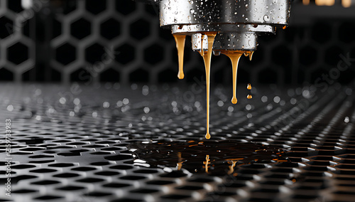 close-up of dripping coffee in the bot