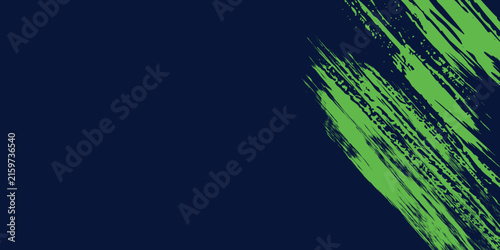Abstract dark blue background with dynamic diagonal green brush stroke texture.