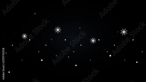 Shimmering white stars twinkle gracefully across dark void in this magical digital animation video footage