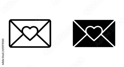 Love Letter Icons, Heart Envelope Vector Graphics, Romantic Mail Symbols, Valentine Communication Set