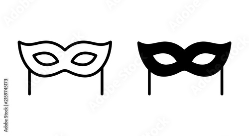 Masquerade Masks, Carnival Icons, Venetian Face Coverings, Party Symbols, Vector Set
