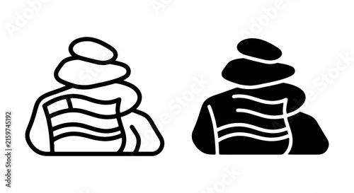 Zen Stacked Stones, Balance Icon Set, Meditation Symbol, Harmony Vector Art