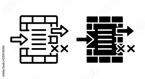 Firewall Icon Set, Network Security, Data Protection, Cyber Defense, Blocked Access, Digital Barrier