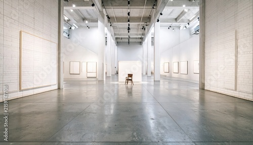 Empty white modern art gallery interior.