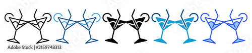 Cheers glasses icon set in multiple style