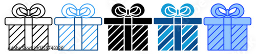 Gift box icon set in multiple style