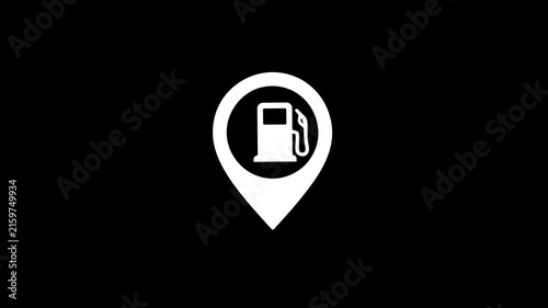 Gas station location pin icon motion map for navigation and web design