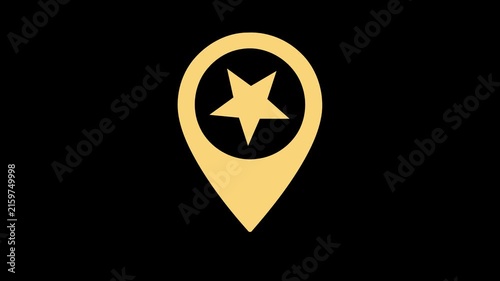 Location pin icon with a star motion animation for digital interface
