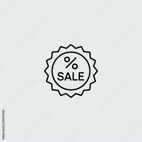 Sale percent icon with circle in center on light grey