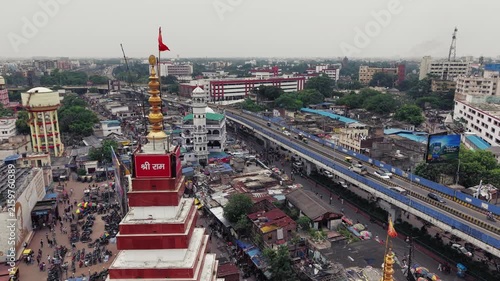 Aerial view of Patna, Bihar, India, showcasing the dense urban landscape, residential buildings, modern infrastructure, and busy roads of the city. Patna's rapid urban development