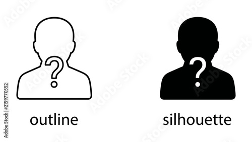 Obraz na plátne Anonymity and Uncertainty: A graphic representation juxtaposing a white outline of a person with a question mark on its chest against a black silhouette of a person also featuring a question mark