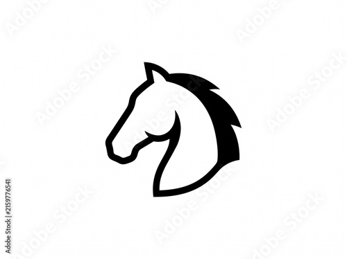 Black horse head silhouette icon profile isolated on white background