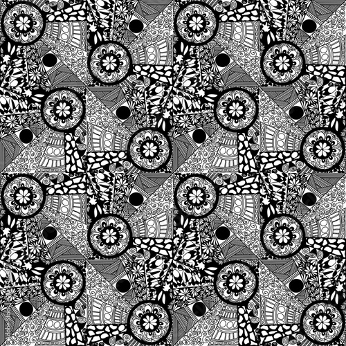 black and white seamless pattern Intricate seamless zentangle pattern in black and white for coloring book.