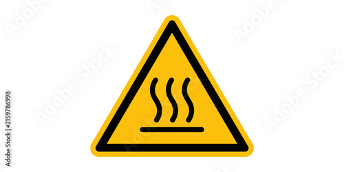 Canvastavla Hot surface warning triangle sign with yellow and black heat steam graphic for safety