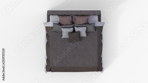 Fotografie Brown Double Bed 3D Rendering