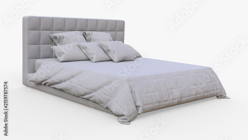 Bild auf Leinwand Brown Double Bed 3D Rendering