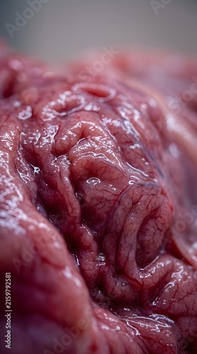 tissue, flesh, organ, biology, anatomy, muscle, cell with wet texture and detailed blood vessels for medical background and science illustration