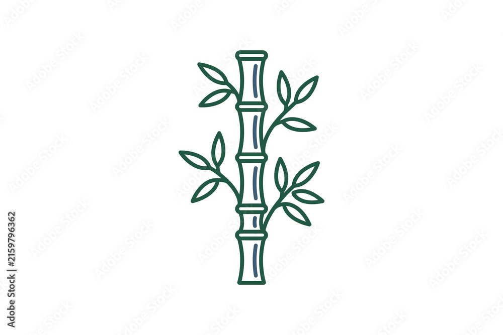 Fototapeta premium Minimal Bamboo Stalk Vector Illustration
