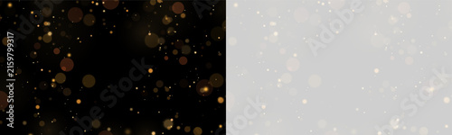 Fotografía Scattered soft glowing golden bokeh lights of varying sizes on a black backgroun