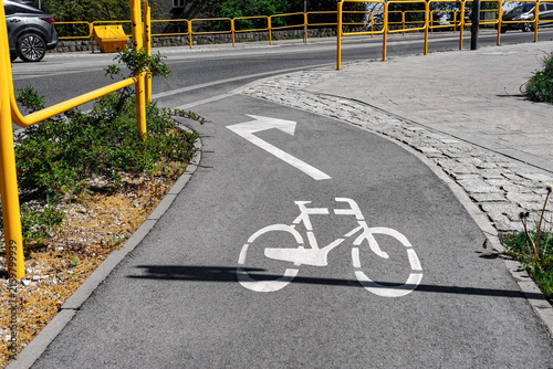 Urban Bike Lane with Painted Direction Arrows