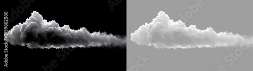 Foto Realistic white cloud plume visual effect asset on black and transparent background