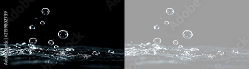 Air bubbles popping and rising from water ripples isolated on transparent background. Fresh liquid dynamic bubble element