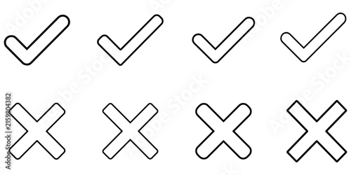 Check mark and cross emoji icon set for approval, denial, validation, and confirmation actions.