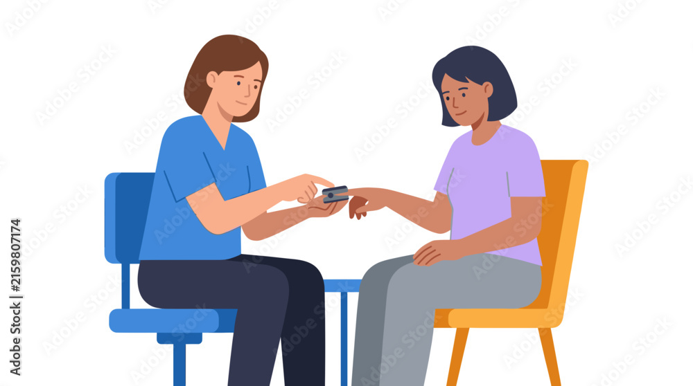 Obraz premium Nurse testing blood glucose level for woman.