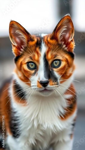 Tri-color coat with white, black, and tan markings, coat, tan