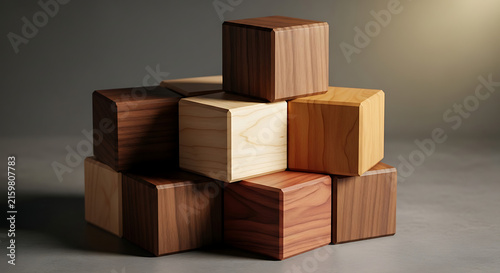Stacked red and brown bricks in light