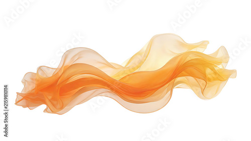 Flowing Translucent Orange Silk Fabric in Soft Curved Shape