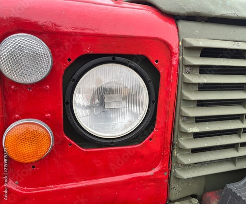 Close up detail of a vintage military vehicle.