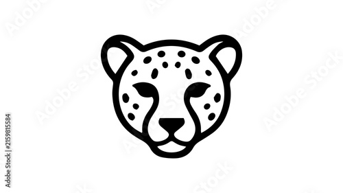 Canvas Print Minimalist Leopard Head Line Icon - Spotted Cheetah Face Silhouette, Wild Big Ca