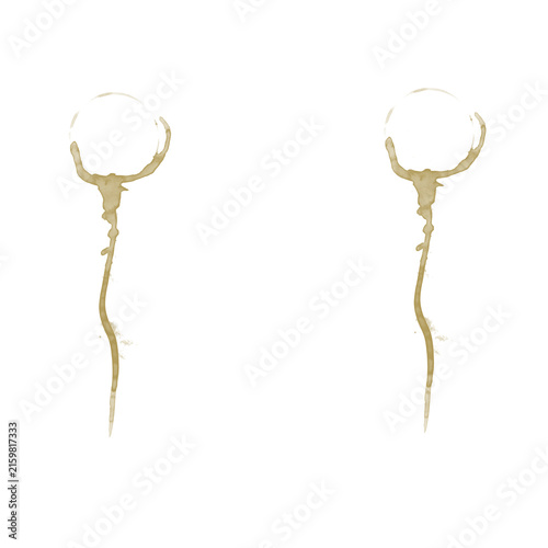 Gold abstract drip shapes on white background, elongated organic line brush

