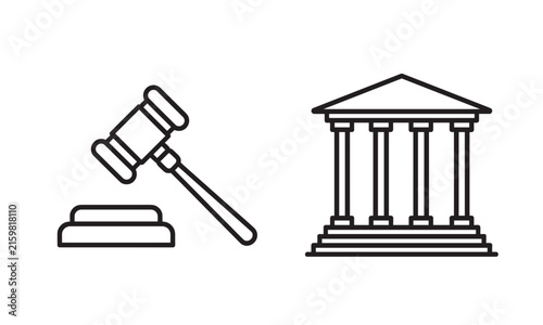 Foto Gavel and courthouse icon set, legal justice law court judiciary government auth