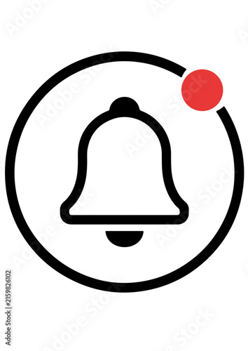 Notification Bell Alert Icon with Red Indicator, Modern Vector Illustration